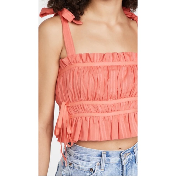 PLAYA LUCILA • Coral Pink Pleated Crop Top - Picture 6 of 8